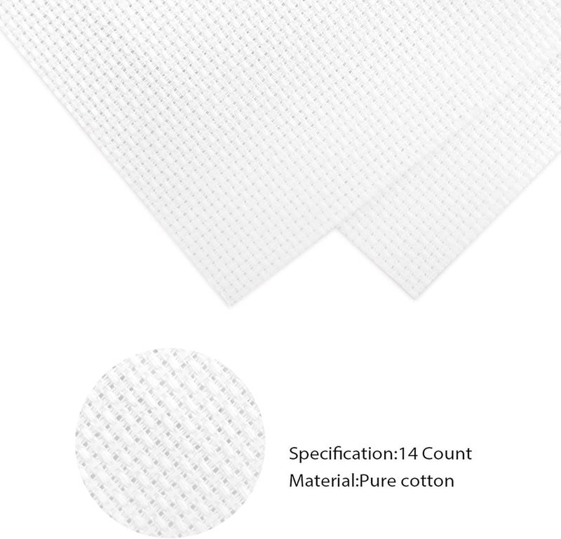 Zhenqing 14CT Aida Cloth - 30x35 Inch Cross Stitch Fabric for Embroidery, Pre-Cut Needlework Material, Acid-Free, Durable Weave(White) - Image 3